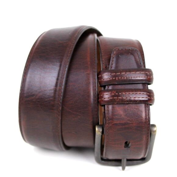Handcrafted BROWN GENUINE LEATHER 1.5"Wd CASUAL DRESS MEN'S BELT Sz 38/95 (G38 - Picture 1 of 13